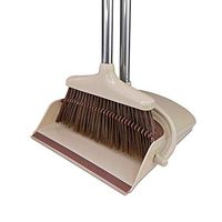 [US Stock] Update Broom and Dustpan Set, Broom Dustpan with Long Handle, Comb Teeth Design,Upright Broom and Dustpan Set for Home Kitchen Room Office Lobby Floor Use