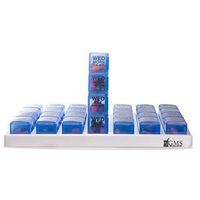 GMS 4 Times a Day Weekly Pill Reminder for Medications, Vitamins, Supplements and Other Pills - Includes 7 Removable Pill Boxes in a Flat White Tray (Blue)