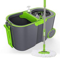 KXLHS Rotation Mop and Pail,Stainless Steel Hand Pressure Dual Drive Dry Floor Cleaner,with Two Mop Heads,for Hardwood Floor,Laminate,Wood,Tile etc