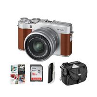 Fujifilm X-A5 24.2MP Mirrorless Digital Camera with XC 15-45mm f/3.5-5.6 OIS PZ Lens, Brown - Budle with 16GB SDHC Card, Camera Case, Card Reader, PC Software Package