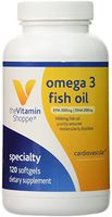 The Vitamin Shoppe Omega 3 Fish Oil 1000mg, EPA 300mg DHA 200mg, Purity Assured, Molecularly Distilled to Support Cardiovascular, Joint and Brain Health (120 Softgels)