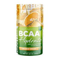 About Time Plant Based BCAA Hydrate Clear with L-Glutamine & Electrolytes (Non-GMO, Gluten Free, Monk Fruit) - Orange Cream, 20 Servings