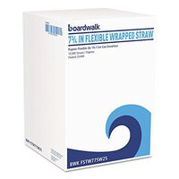 Boardwalk FSTW775W25 Flexible Wrapped Straws, 7 3/4-Inch, White, 400/Pack, 25 Pack/Carton