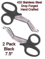 Princess Care Medical Bandage Scissors Trauma Shears 7.5", Black - 420 Stainless Steel (2 Pack), USA