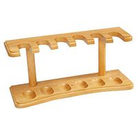 Wood Pipe Stand for 6 Bent or Straight Pipes in Wooden Walnut or Oak Finish (Walnut)