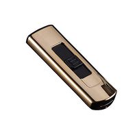 Angelduck Electronic Lighter, Grocery House USB Touch Ignition Lighter, Double Sided Lighter, Windproof Plasma Lighter for Candle, Cigarette Power Indicator Flameless (Gold)
