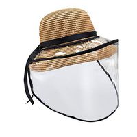 dalismotemp Removable Windproof Face Shield Sun Protection Straw Hat for Kid Adult Coffee Adult