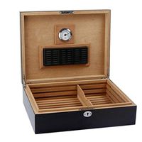 Humidors Cigar 100 Cigar Portable Humidifier Solid Wood Cigar Storage Box Equipped with Humidifier and Hygrometer (Color : Black, Size : 273411cm)