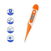 Digital LCD Body Thermometer, Waterproof Underarm Thermometer with Beeper, Accurate Read & Monitor Fever Temperature in 1min by Oral Rectal & Axillary, 32°C-42°C(Orange Color)