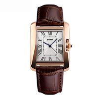 NOMSOCR Women's Metal Casual Square Dial Quartz Analog Wrist Watch with Leather Band, Water Resistant (Coffee)