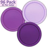 96 Paper Dinner Plates (9") - Lavender, Pretty Purple, Deep Purple - 32 Per Color, 3 Colors - Great Assortment for Birthday Parties, Weddings, Holidays, Baby Shower, Celebrations, and more