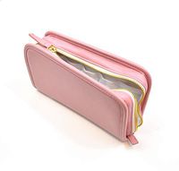 Essential Oil Roller Bottle Case - Pink, Leather, Holds 10 Essential Oil Rollers w/Inserts, Gold Zipper - Sold by Holistic Oils.
