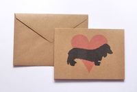 Long Haired Dachshund Pink Heart Stationery Note Card Set