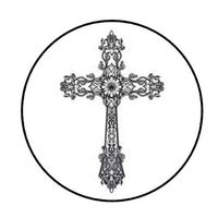 tkcutecandies123 48 Black Cross Envelope Seals Labels Stickers 1.2" Round