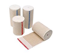 GT Lifetime American Cotton Elastic Bandage Set of Two 4 inch Wraps and Two 3 inch Wraps with Hook & Loop Closure On Both Ends