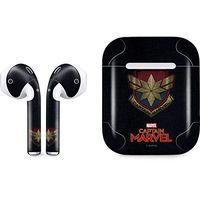 Skinit Decal Audio Skin for Apple AirPods with Lightning Charging Case - Officially Licensed Marvel/Disney Captain Marvel Patch Design