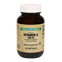 Natural Vitamin Co. - Vitamin E 400 IU Plus Mixed Tocopherols, Vitamin E (as d-Alpha tocopherol from Soy) 400 IU, 1,333% Daily Value, 30 Softgels, 30 Day Supply, Gluten Free (30)