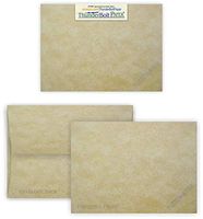 5X7 Blank Cards with A-7 Envelopes - Aged Parchment Look - 50 Sets by ThunderBolt Paper - Lighter & Darker Colors of Paper Pulp - Invitations, Greeting, Thank Yous, Notes, Weddings - 65# Light Cover