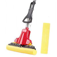 PVA Double Roller Sponge Floor Mop With Super Absorbent And Stainless Steel Handle Mop (Color : Red, Size : 105-140x28cm)