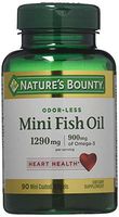 Fish Oil 1290 mg, Mini Odorless Softgels, 2 Bottles (90 Count)