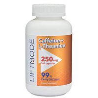 LiftMode Caffeine 100mg + L-Theanine 150mg Capsules (300 Count) Pills/Capsules | for Better Mood, Focus, Energy #Top Nootropic Stack Supplement | Weight Loss, Pre Workout, Fat Burner
