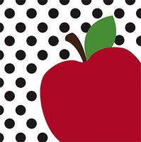 Evergreen Set of 2,Luncheon Size Napkin, 6.5"x6.5", Pack of 20, Teacher's Apple