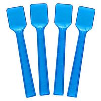 [3,000 Count] Transparent Blue Plastic Gelato Spoons 4 Inch Mini Disposable Shovel Tasting Spoons for Sampling Yummy Desserts, Foods & Ice Cream - Frozen Dessert Supplies