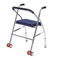 Jonigo Elderly Walker with Seat Wheeled Old Man Four-Legged Cane Stool Auxiliary Walker Hand Push Foldable