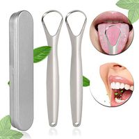 Tongue Scraper for Oral Care Refresh Breath，Stainless Steel Tongue Cleaners for Fresh Breath Dental Eliminate Bad Breath in Seconds (2 pcs) ，Metal Tongue Brushes with Carrying Case ，Tongue Cleanerfor