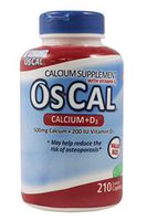 Os-Cal 500 + D, Calcium 500 mg., D3 200 I.U., 210 Coated Caplets (Pack of 3 (210 ct ea))