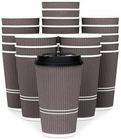 Glowcoast Disposable Coffee Cups With Lids - 16 oz To Go Coffee Cup (80 Pack). Large Travel Cups Hold Shape With Hot and Cold Drinks, No Leaks! Insulated Ripple Cups Protect Hands, No Sleeves needed.