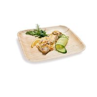 8-inch Eco-Friendly Indo Palm Leaf Square Plate: Perfect for Parties and Catering Events - Natural Color - Disposable Biodegradable Party Plates - 100-CT - Restaurantware