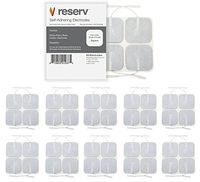 reserv 40 Pack of 2" x 2" Premium Re-Usable Self Adhesive Electrode Pads for TENS/EMS Unit, Fabric Backed Pads with Premium Gel (White Cloth and Latex Free) (2 Pack (80 electrodes))