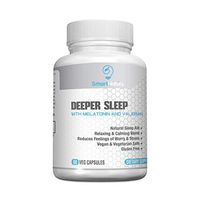 SmartHabits Deeper Sleep Natural Sleeping Aid with Melatonin and Valerian Root | Vegan | 60 Veg Caps Non-Habit Forming, Herbal Adult Pills | 100% Safe | 5-HTP, Chamomile, GABA, Magnesium, Mood Support