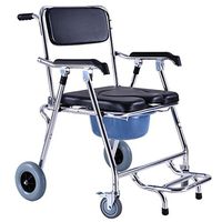 EGCLJ Mobile Commode Chair Toilet Chair Shower Wheelchair Padded Toilet Seat Shower Transport Chair for Bathroom Toilet Stool Elderly Disabled Person (Color : B)