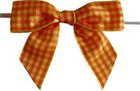 BAYWIND LTD; 3" Orange & Yellow Gingham Twist Tie Bows (H223) - 50pc