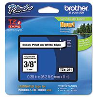 Brother TZ Label Tape Cartridge - 0.38quot; Width x 26.20 ft Length - 1 Each - White