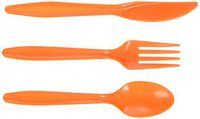 Amscan 43904.05 Premium Value Window Box Cutlery Set, 6" x 11", Orange Peel