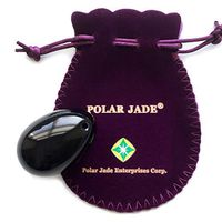 Yoni Egg (Kegel Jade Egg) Drilled, Made of Black Obsidian Gemstone, Entry Level Affordable, Medium Size (43x30mm), Handmade, Functional Kegel Egg and Beautiful Decoration Art, Polar Jade