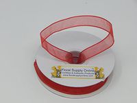 #3 Wired Edge Sheer Organza Ribbon for Floral, Fashion, Craft, Scrapbooking, Gift Wrapping, Hair Bows, Wedding, Baby Shower, and Decorating Projects. (5/8 Inch x 25 Yard, Red)