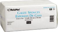 ReliaMed Non-Sterile Gauze Sponge 4" x 4", 12 Ply (200/Bag) (Bag of 200 Each)