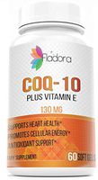 CoQ10 Plus Vitamin E, Enhanced Absorption Coenzyme Q10 - Energy Production, Antioxidant, Heart Health, 130mg, Natural Dietary Supplement, 60 Softgels by Fladora, Non-GMO