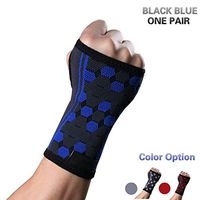 Wrist Support Sleeves (Pair) Medical Compression Recovery for Carpal Tunnel and Wrist Pain Relief Wrist Brace for Men and Women Hand Support Brace Suitable for Both Right and Left Hands Blue (S)