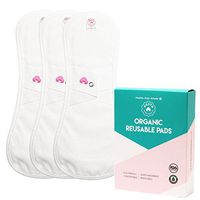 Hesta FDA Registered Organic Reusable Cloth Menstrual Pads (Environment-Friendly), PMS Relief Set of 3 (Jumbo(Overnight), Wing Free/White)