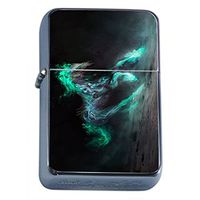 Horse Blue Death Flip Top Oil Lighter Em1 Smoking Cigarette Silver Case Included