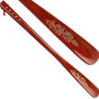 Fitlyiee Hanging Shoe Horn Naturally Non-Toxic Wood Shoehorn for Kids Seniors Pregnancy (Red)