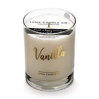 LUNA CANDLE CO. Natural Soy Vanilla Jar Candle, Elegant 11oz. Glass, Slow Burn Up to 110 Hours of Burn Time, Low Smoke, Fresh and Sweet Aromatherapy, Spa