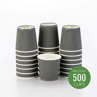 500-CT Disposable Gray 4-OZ Hot Beverage Cups with Ripple Wall Design: No Need for Sleeves – Perfect for Cafes – Eco-Friendly Recyclable Paper – Insulated – Wholesale Takeout Coffee Cup (Renewed)