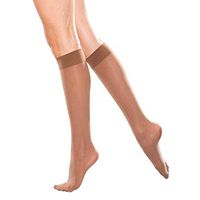 Therafirm LIGHT Women's Knee High Support Stockings - 10-15mmHg Compression Nylons (Bronze, Medium)