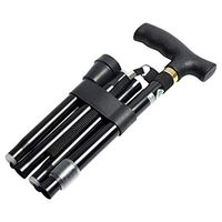 Folding Crutches, Walking Stick Lightweight Cane Anti-Slip Aluminum Alloy Walking Aid Crutch Stretching Triangular Footpad Climbing Crutch 79-89CM (Color : Black)
